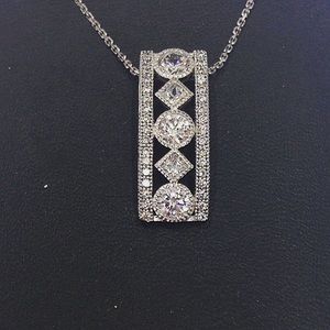 Silver slider pendant cz pave bezel set