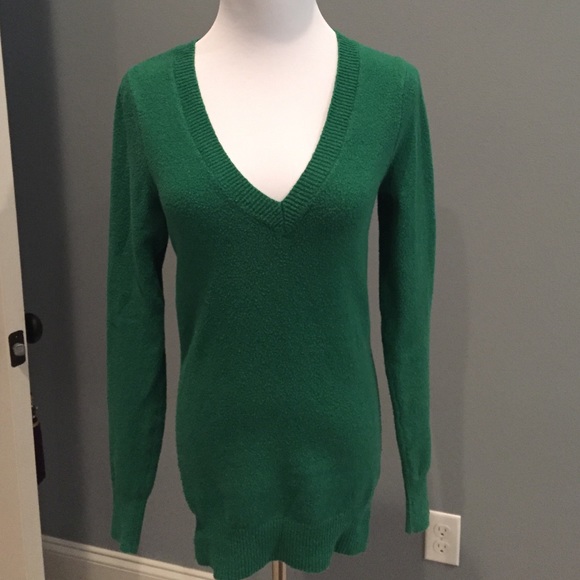 Green v-neck sweater