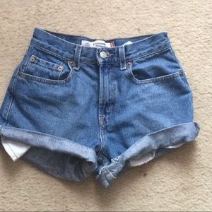 high waisted original Levi stratus denim shorts
