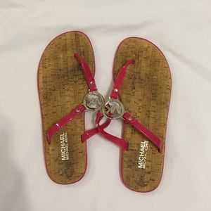 Pink michael kors flip flops