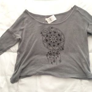 Hollister gray knit like cropped sweater