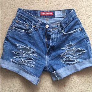 destroyed Unionbay high waisted denim shots