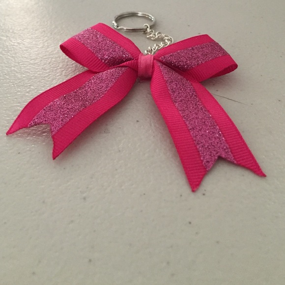 Pink glitter keychain bow - Picture 2 of 3