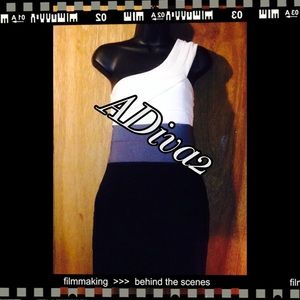 Black Gray and white one sided dress.