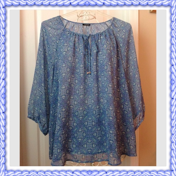 a.n.a Tops - A.N.A.  Sheer Boho Peasant Blouse