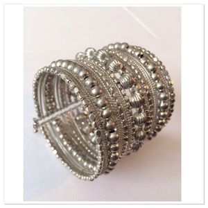 SILVER BEAD CUFF BRACELET