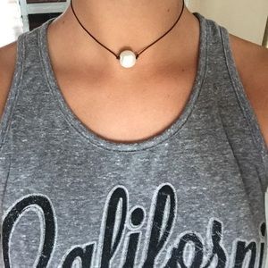 Single Leather Pearl choker