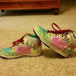 Nike High Top Custom Sneakers Art Force Ones Sz 7