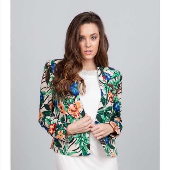 BEIGE MULTI PRINT BLAZER