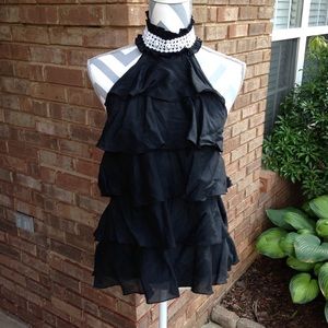 Bebe Ruffle Top Beaded Collar Neckline Size Medium