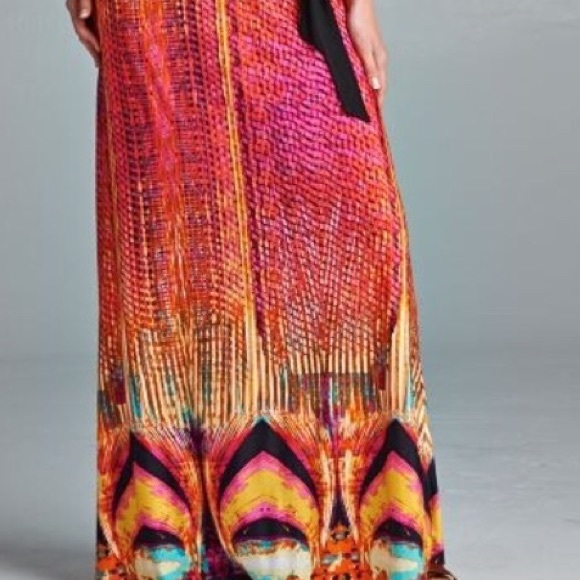 Sleeveless Long Maxi Dress Pink Black Size Small - Picture 3 of 3