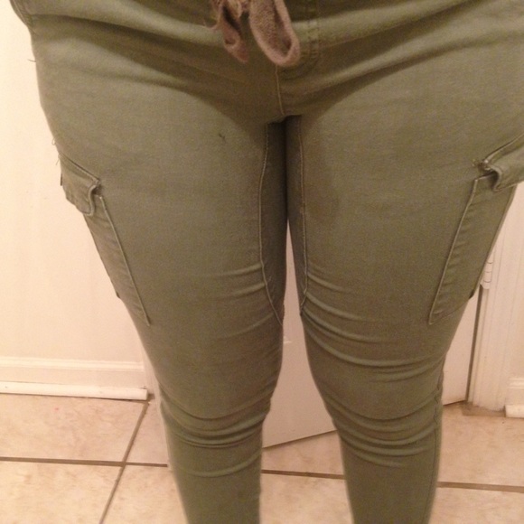 Army green cute Jean joggers