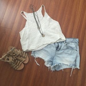 Loose cropped floral tank