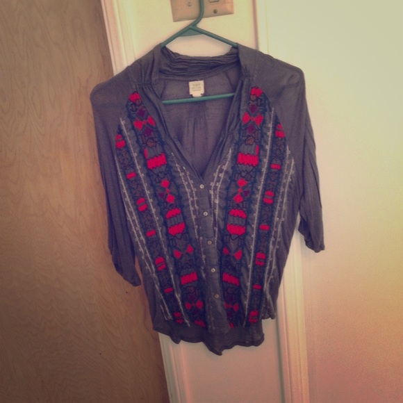 Woven Anthropologie shirt.