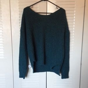 Jade Green Sparkle and Fade Cross-back sweater
