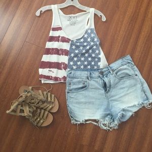XXI Cropped American flag tank