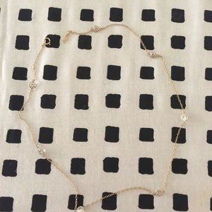 Delicate 14k Gold and CZ Necklace 18.5" Beautiful