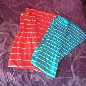 BUNDLE! Two striped strapless sundresses!