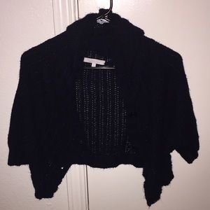 Navy blue hooded half knit sweater size large