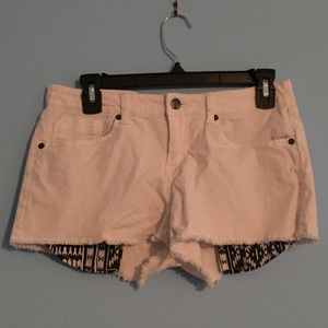 White Shorts with Tribal Pockets
