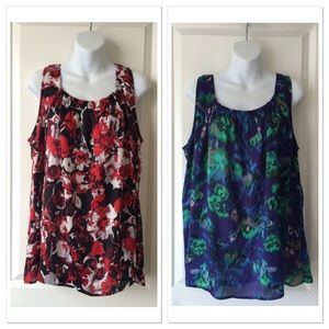 BUNDLE OF TWO MULTICOLOR TANK STYLE BLOUSE/TOPS