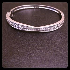 Hinged Crossed Band Bangle