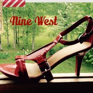 Nine West high heeled patent leather sandals nwot