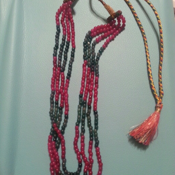 Rough emeralds/ruby necklace