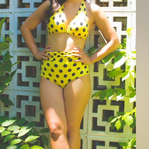 Yellow polka dot bikini- never worn!