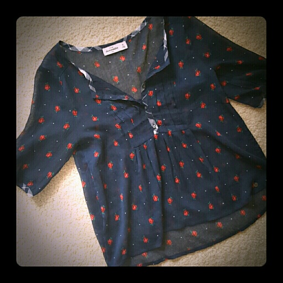 abercrombie Navy Blue Floral Top!