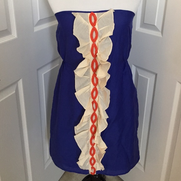 Jenny Han Ruffled & Beaded Strapless Short Dress