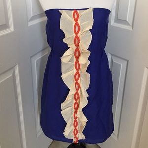 Jenny Han Ruffled & Beaded Strapless Short Dress