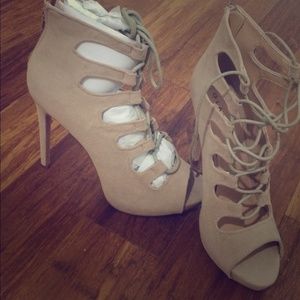 Lace up nude heels