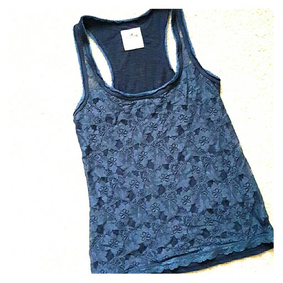 Hollister Navy Lace Tank!!