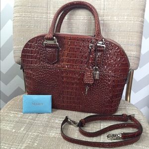 NEW Real Leather Croc-Embossed Brown Handbag