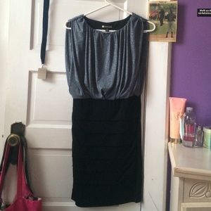 Black and sparkly blue dress