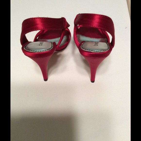 AUTHENTIC ❤️BEBE❤ ️Red Satin Heels - Picture 3 of 4