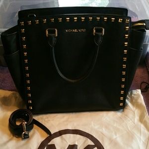 MK large studded Selma satchel