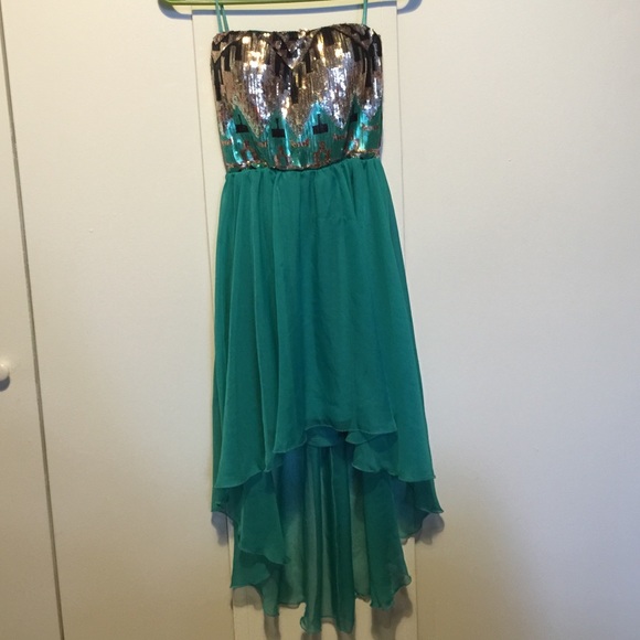 Macy's Dresses & Skirts - Hi low strapless sequin chiffon dress formal prom