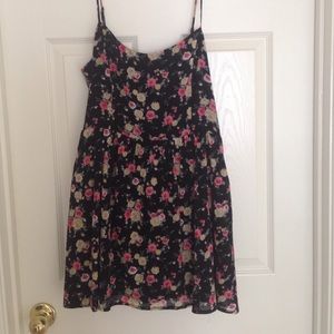 black and floral dress
