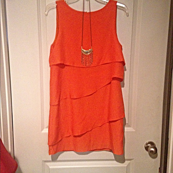 Zara Dresses & Skirts - Zara multi asymmetrical tier dress bright orange-M