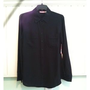 Black Silk button down blouse