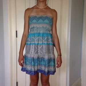 Strapless Tribal-Printed Dress