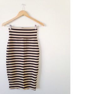 High Waisted Bebe Striped Pencil Skirt