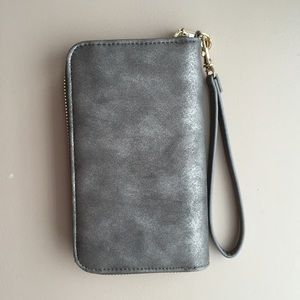 Pewter Wristlet with Gold Hardware
