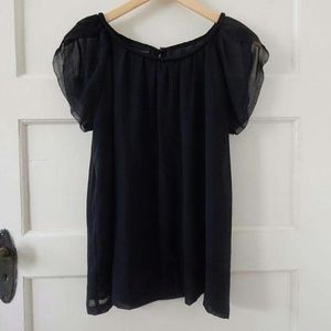 Black sheer layer short sleeve top