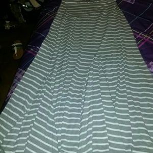 Gray & white striped maxi skirt