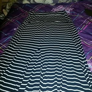 Navy blue & white striped maxi skirt