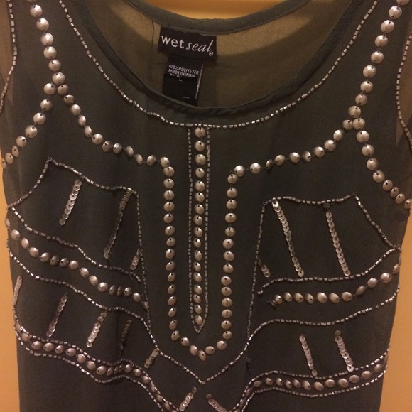 Lg wet seal grey sheer tank w silver embellishment - Picture 2 of 4