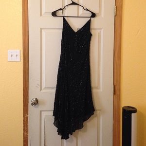 Vintage black beaded asymmetrical gown